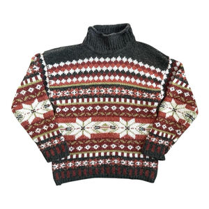 Vintage 90s Easywear Clothing Fair Isle Wool Blend Holiday Sweater Size Small